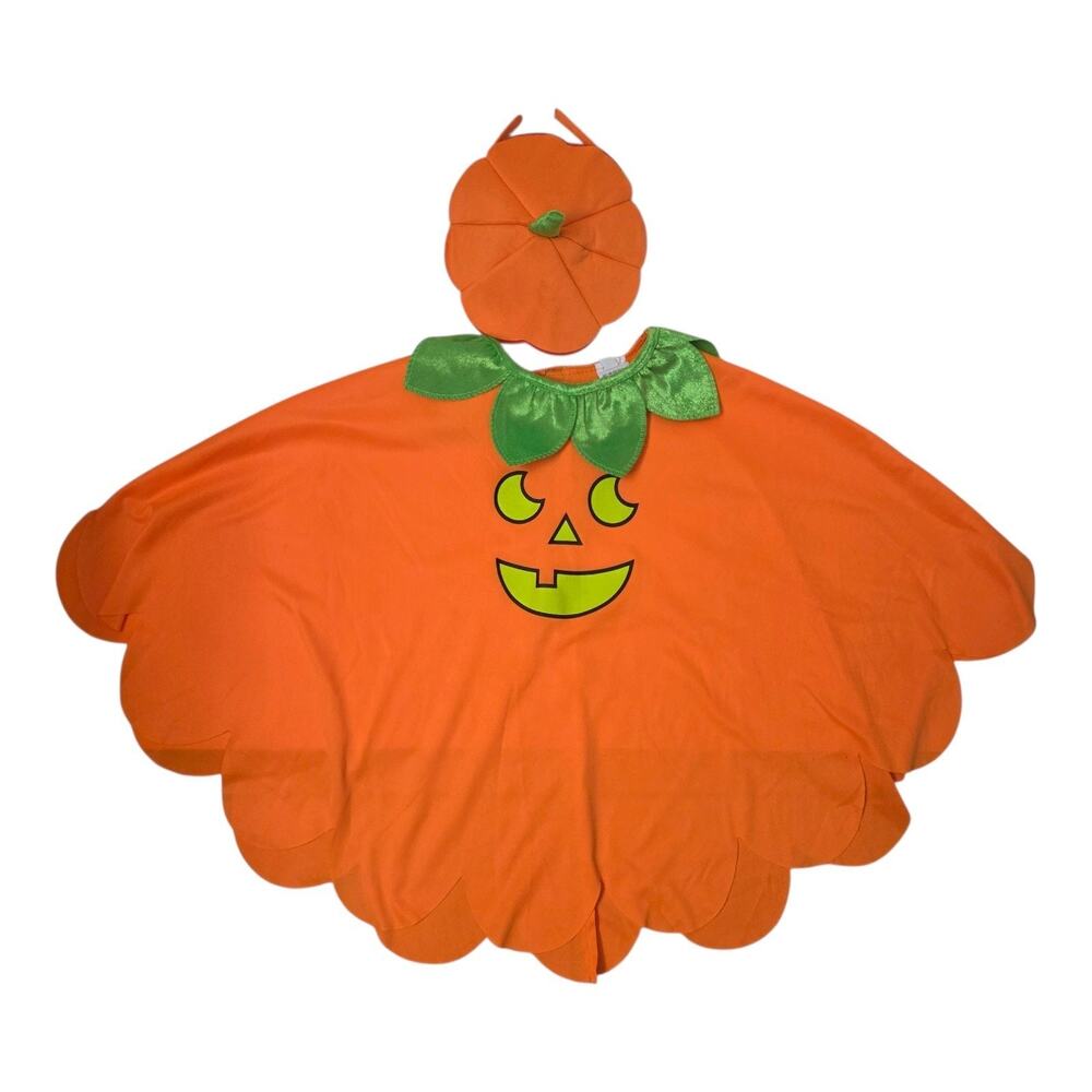 Kids Pumpkin Cape Capelet With Headband Halloween Costume ONE Size